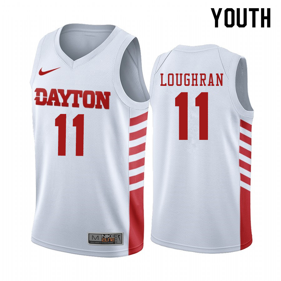 Youth #11 Sean Loughran Dayton Flyers College Basketball Jerseys Sale-White